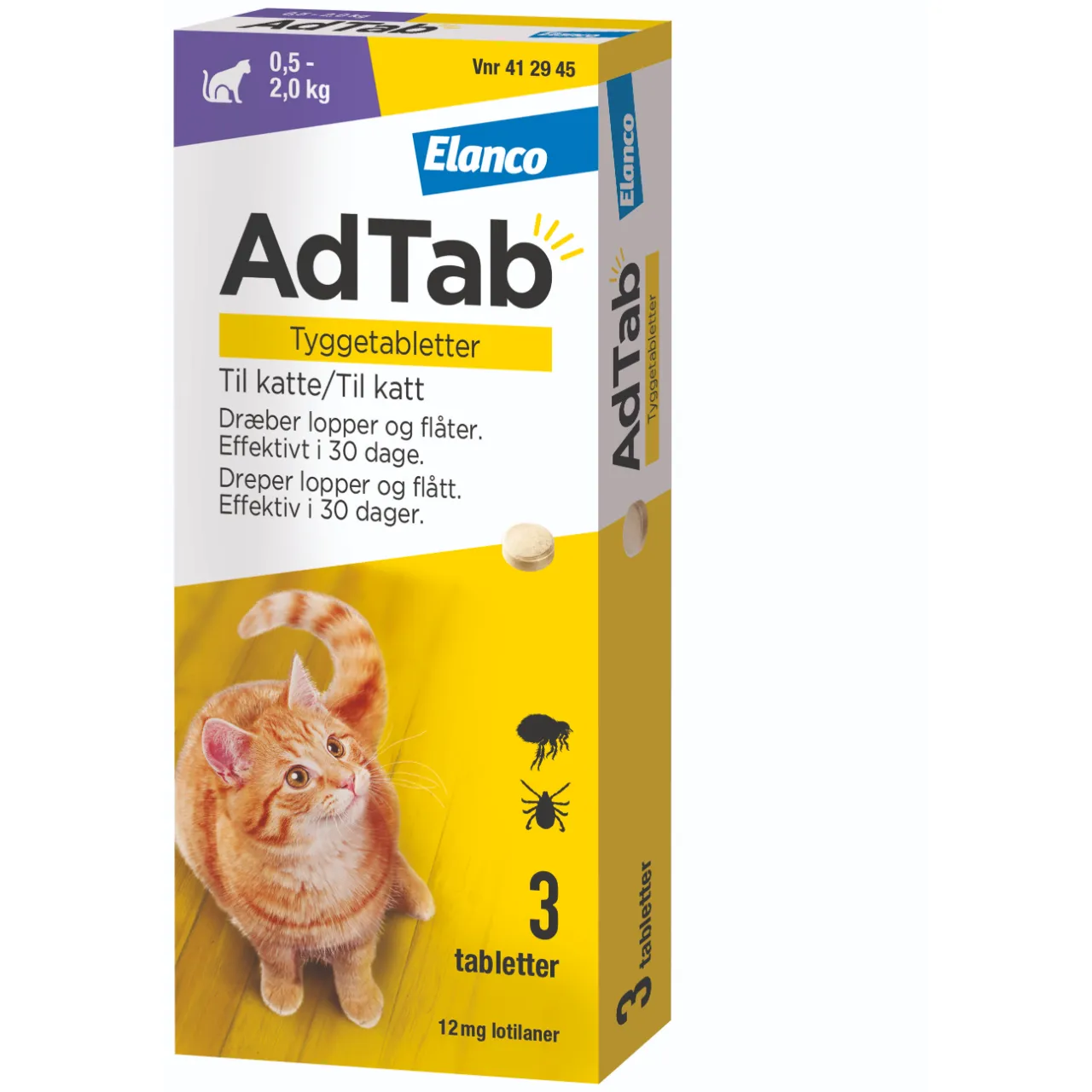 AdTab til katte 0,5-2,0 kg 12 mg - loppe- og flåtmiddel i tabletform